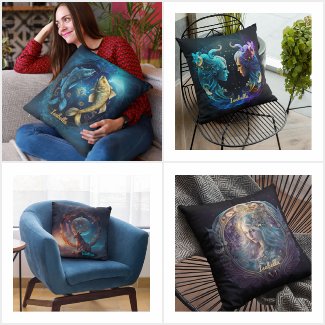 Custom Zodiac Horoscope Fantasy Sun Sign Pillows