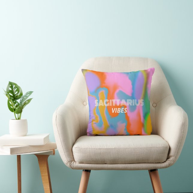 custom zodiac sign colorful modern Throw Pillow (Chair)