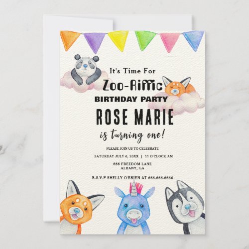 Custom Zoo _ Reffic Baby Animals Birthday Invitation