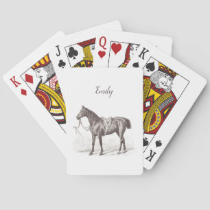 Custome chic vintage monogram horse equestrian poker cards