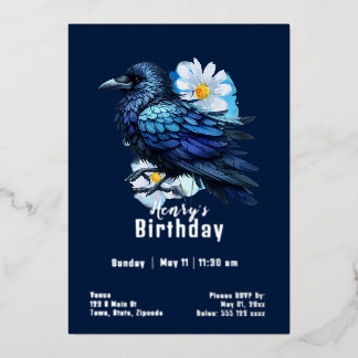 Custome Crow Birthday Foil Invitation