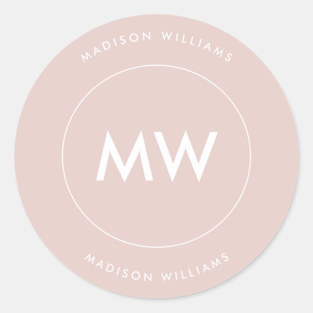 Custome Minimal Monogram Classic Round Sticker (Front)