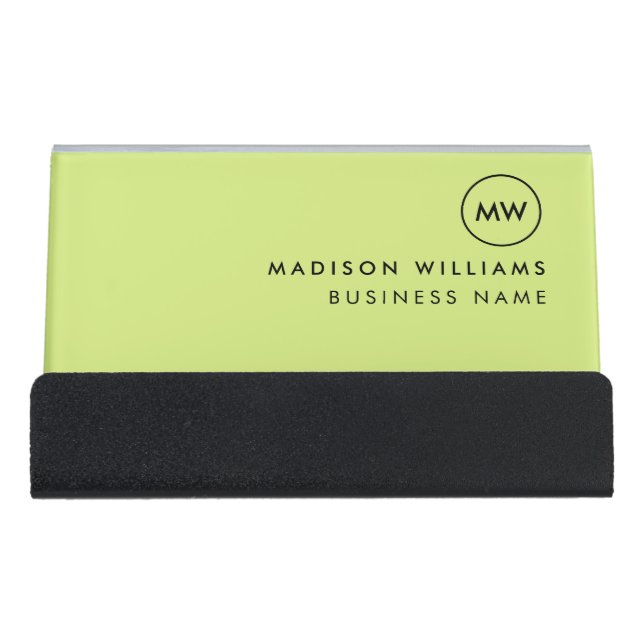 Custome Minimal Monogram Desk Business Card Holder (Front)