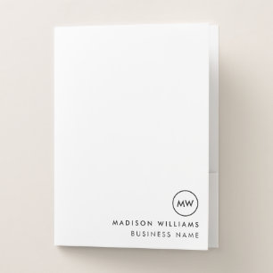 Custome Minimal Monogram Pocket Folder