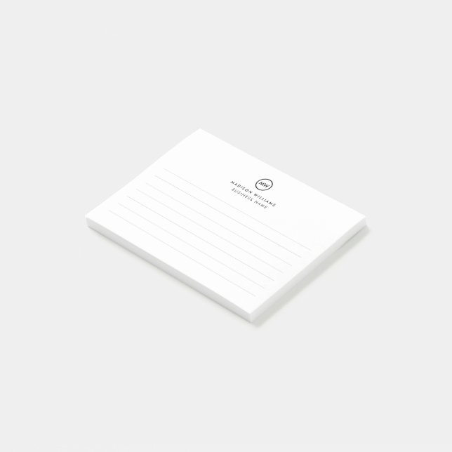 Custome Minimal Monogram Post-it Notes (Angled)