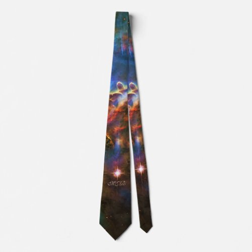 Custome monogram initials Carina Nebula Pillars Tie