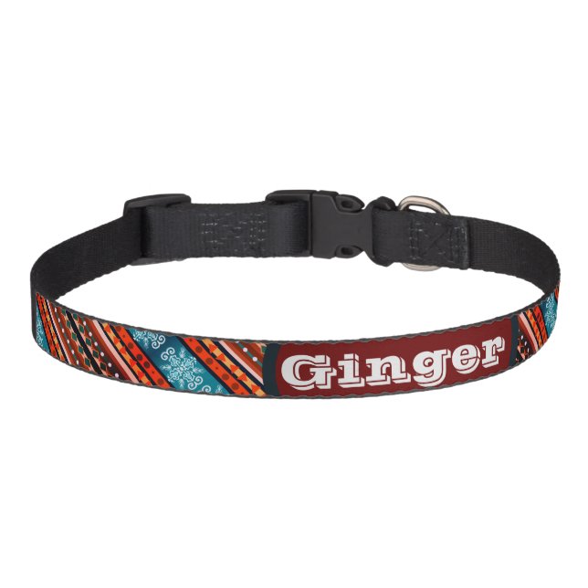 Custome Name Cozy Winter Pattern  Pet Collar (Front)
