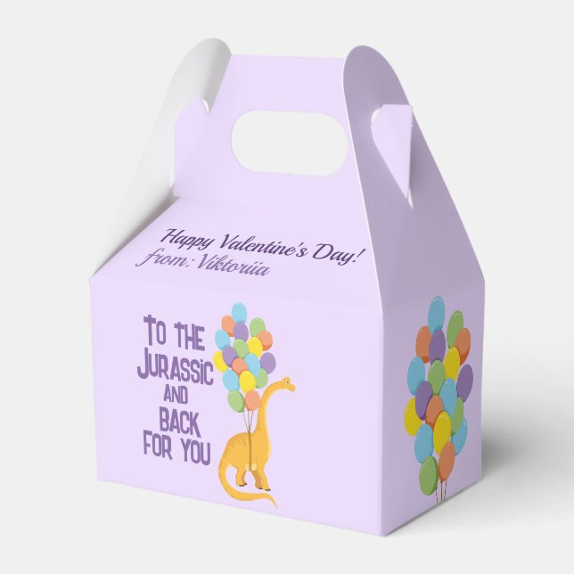 Custome name kids school dino Valentines  Favor Boxes (Front Side)