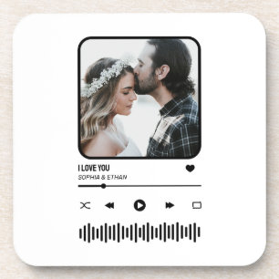 Custome Photo Song Playlist Couple Valentine's Day Beverage Coaster