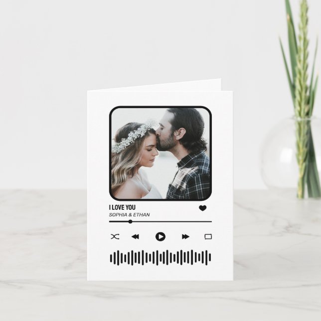 Custome Photo Song Playlist Couple Valentine's Day Card (Front)
