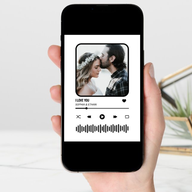 Custome Photo Song Playlist Couple Valentine's Day Card (Front Digital)
