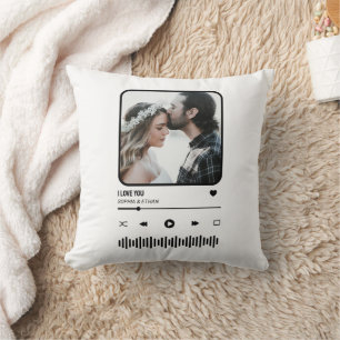 Custome Photo Song Playlist Couple Valentine's Day Throw Pillow