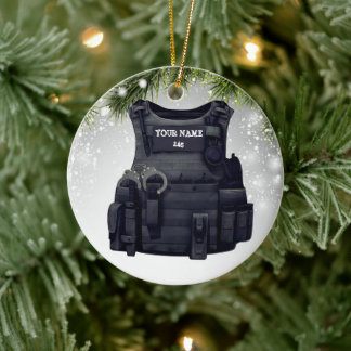 Custome Police Bulletproof Vest Police officer Ceramic Ornament