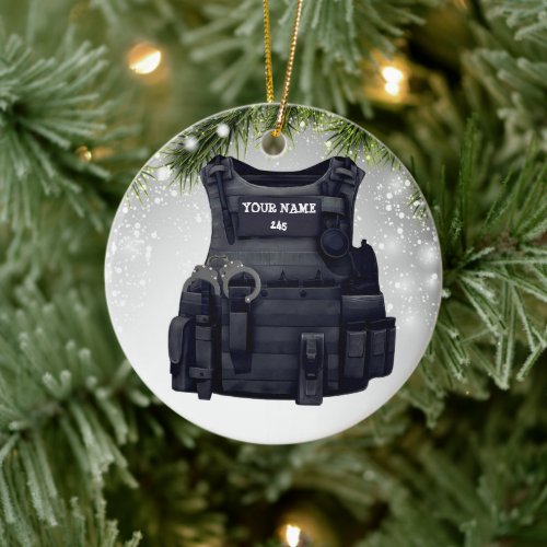 Custome Police Bulletproof Vest Police officer  Ceramic Ornament