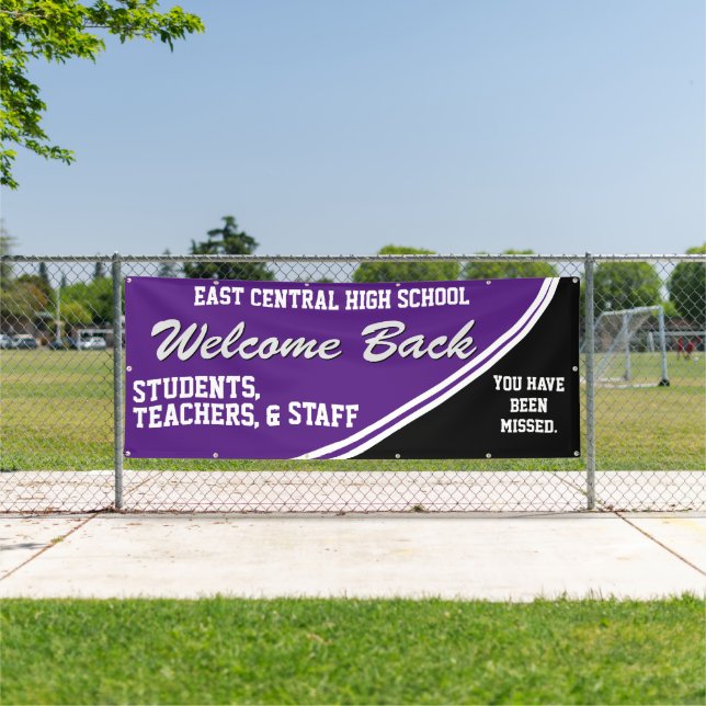 Custome Purple Welcome Back to School Banner (Insitu)