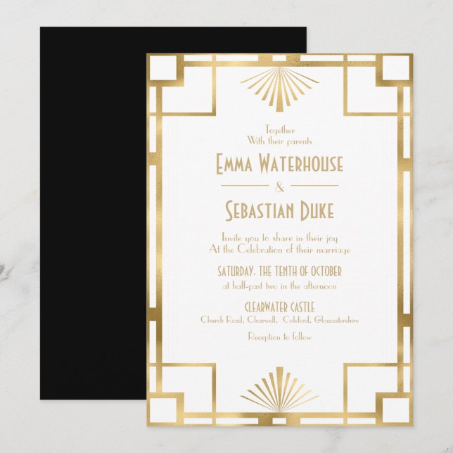 Customed  Great Gatsby Art Deco Wedding  Invitation (Front/Back)