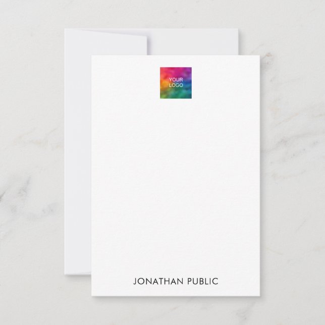 Customer Add Your Name Logo Here Modern Vertical Note Card (Front)