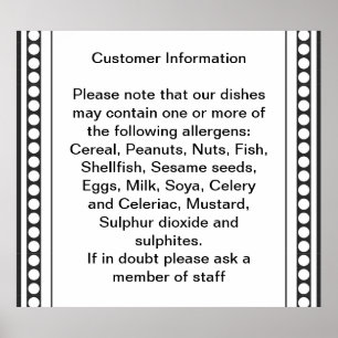 Customer Allergy Information Poster