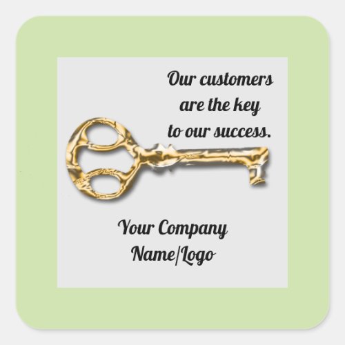 Customer Appreciation Anitque Gold Silver Key Square Sticker