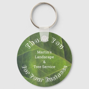 Customer Appreciation Bright Green Leaf Business Keychain