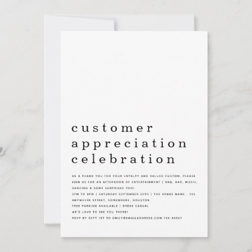 Customer Appreciation Celebration Business Logo Invitation