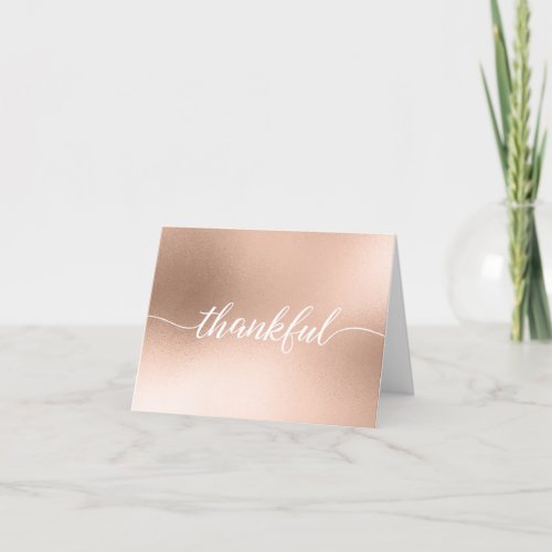 Customer Appreciation Chic Rose gold Thankful Thank You Card