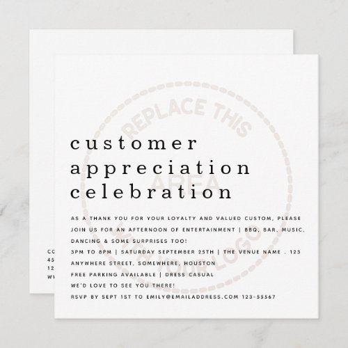 Customer Appreciation Day Business Tinted Logo Invitation