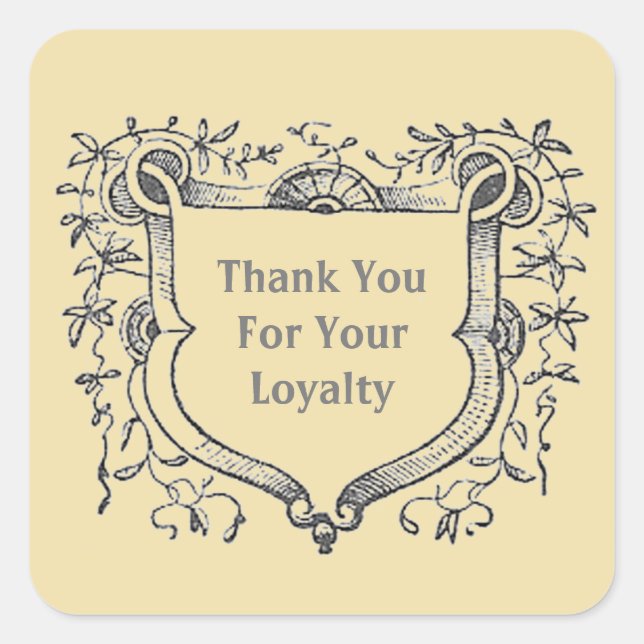 Customer Appreciation Gray Vintage Shield Business Square Sticker (Front)