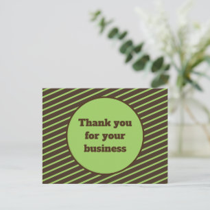 Customer Appreciation Green Brown Stripe Thank You Postcard