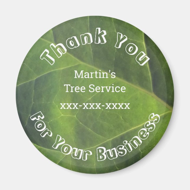 Customer Appreciation Green Leaf Business Promo Magnet (Front)