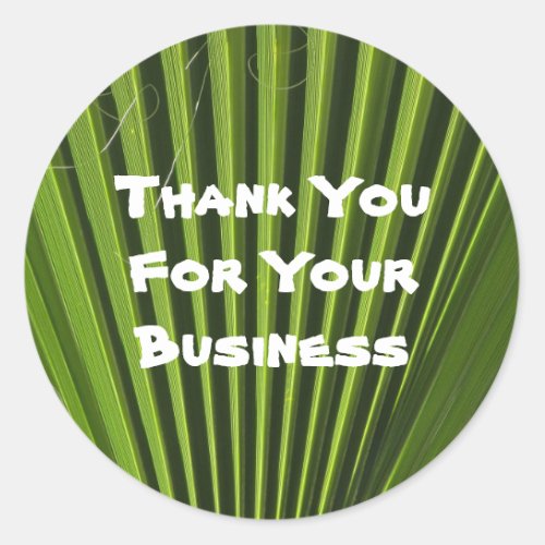Customer Appreciation Green Palm Leaf Business Classic Round Sticker