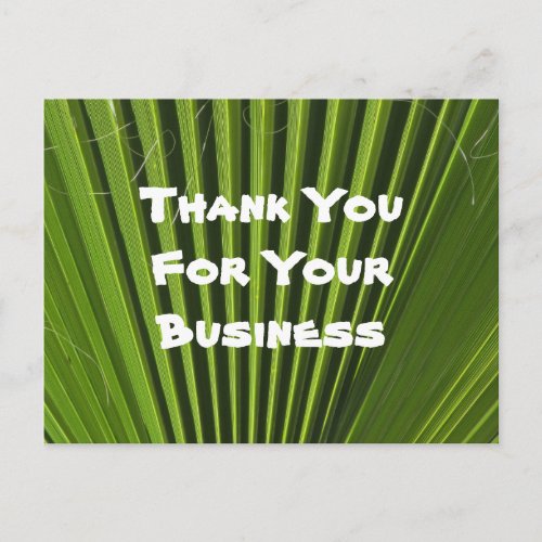 Customer Appreciation Green Palm Leaf Business Postcard