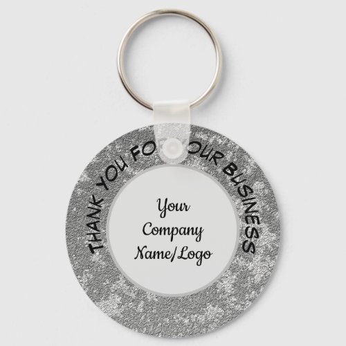 Customer Appreciation Marbled Gray Business Promo Keychain