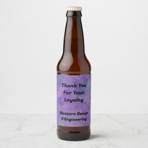 Customer Appreciation Marbled Purple Client Thanks Beer Bottle Label