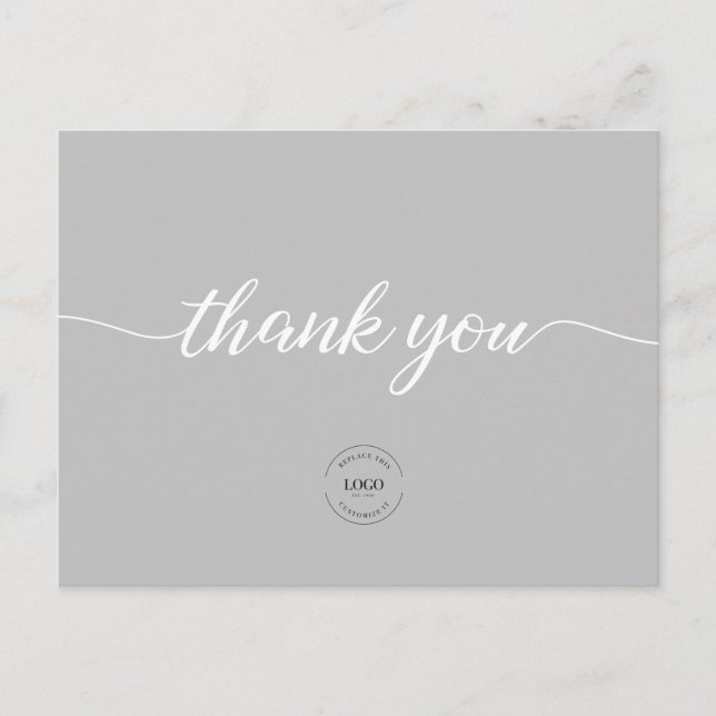 Customer Appreciation Modern Grey Business logo Postcard (Front)