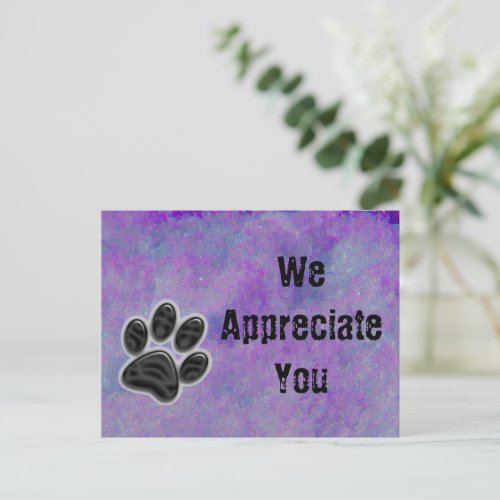 Customer Appreciation Paw Print Pet Dog Business Postcard