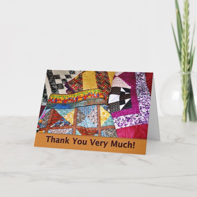 Customer Appreciation Quilts Letterpress Thank You Card (Front)