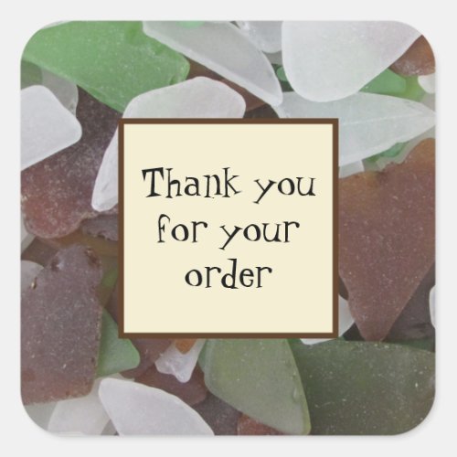 Customer Appreciation Sea Glass Photo Thank You Square Sticker