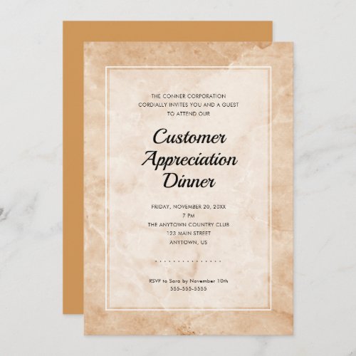 Customer Appreciation  Stylish Marble Background Invitation