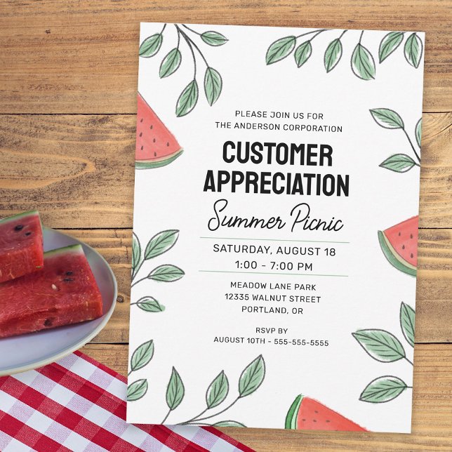 Customer Appreciation Summer Picnic Watermelon Invitation (Creator Uploaded)