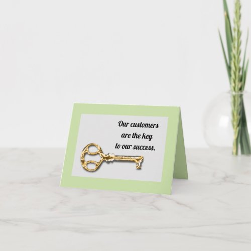 Customer Appreciation You Are The Key Letterpress Thank You Card