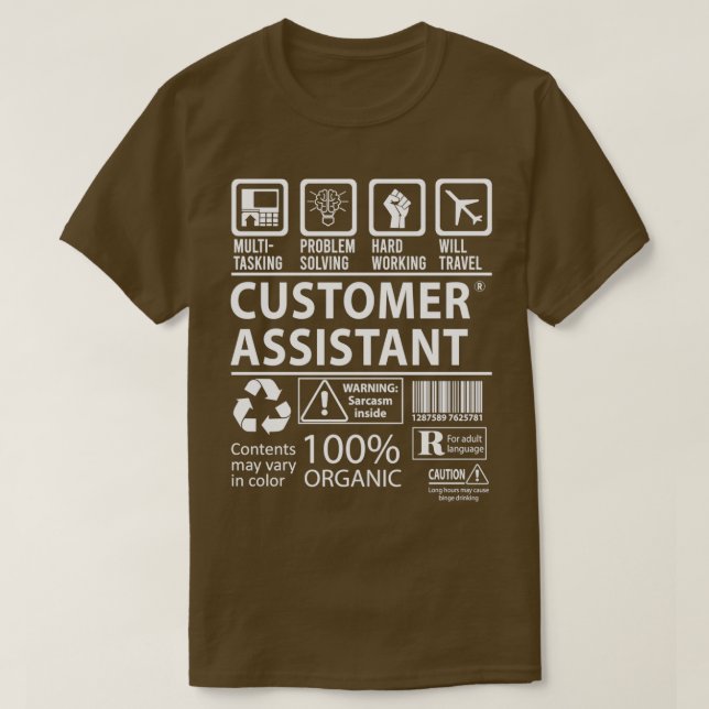 Customer Assistant MultiTasking Certified Job Gift T-Shirt (Design Front)