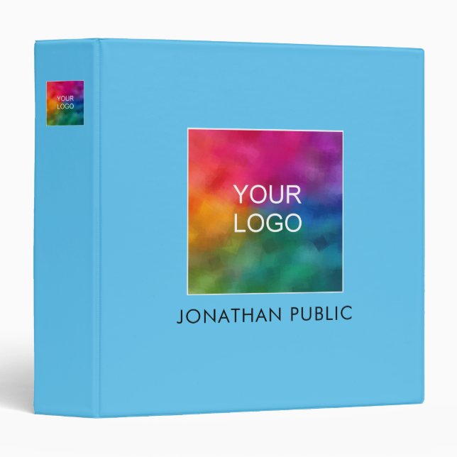 Customer Binders Business Company Logo Sky Blue (Front/Spine)