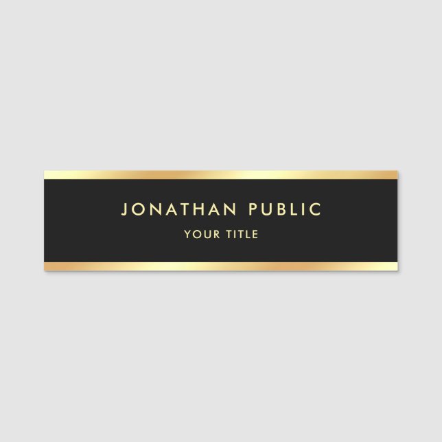 Customer Black Gold Modern Template Elegant Name Tag (Front)