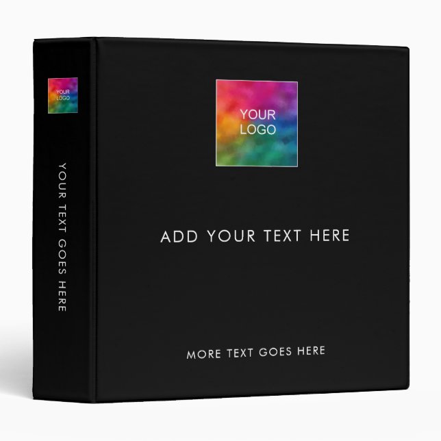 Customer Business Company Logo Black Template 3 Ring Binder (Front/Spine)