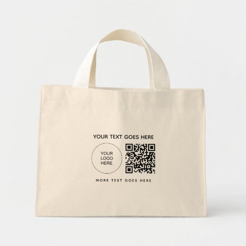 Customer Business Company Logo QR Code Barcode Mini Tote Bag