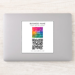 Customer Business Logo Add Text QR Code White Sticker