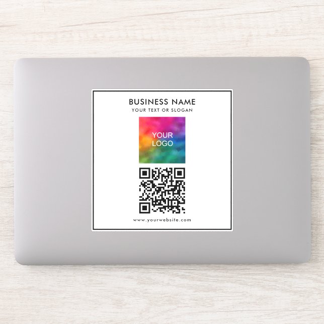 Customer Business Logo Add Text QR Code White Sticker (Computer)