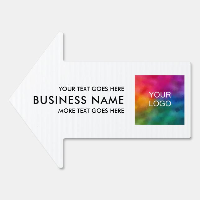 Customer Business Logo Text Template Arrow Yard Sign (Front)