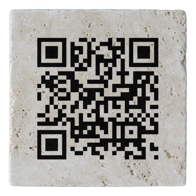 Customer Business QR Code Template Travertine Trivet (Front)